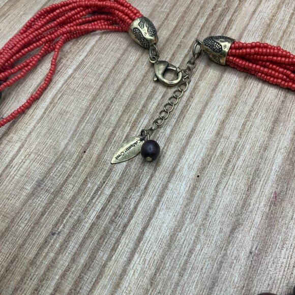 Coldwater Creek Boho Red Multi Strands Wood Beaded Necklace - Picture 7 of 7